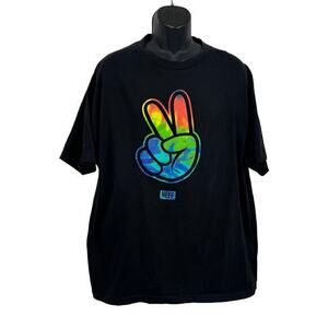 Neff Mens Black Tie Dye Peace Sign Graphic Tee Size XXL
